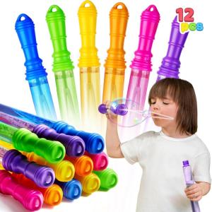 JOYIN 12 Packs 17’’ Giant Bubble Wands for Kids, Toddlers, Bubble Wand Bulk with 12 PCS Solution for Party Favors, Summer, Outdoors Toys, Easter Basket Stuffers, Birthday Gift