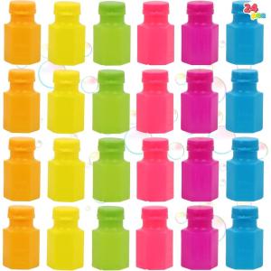 JOYIN 24 Pcs Mini Bubble Wands Assortment Party Favors Toys for Kids Child, Summer Gifts Bubbles Fun Toys,Wedding, Bath Time,Summer Outdoor Gifts for Girls Boys(Solid Color)