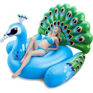 JOYIN Inflatable Peacock Pool Float – Giant Peacock Fun Beach Floaties, Pool Party Decorations Adult Size Inflatable Animal Summer Swim Pool Raft Lounge for Adults(Blue Peacock)