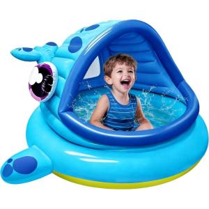 JOYIN Inflatable Shade Kiddie Pool,Whale Baby Pool Tent, Infant Swimming Pool for Kids （54″ x 56″ x 28″）,Blow Up Toddler Pool for Swim Party Toys Summer Water Beach Fun