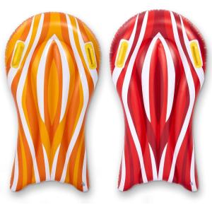 SLOOSH 2 Pack Inflatable Body Boards for Water Slides, Surfing Board Pool Floats, Swimming Pool Floating Boards Learn to Swim, Summer Water Fun Toy for Kids and Toddlers (Red and Orange)