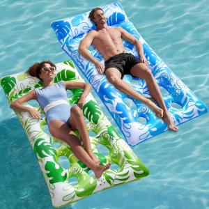 SLOOSH 2-Pack Inflatable Pool Floats Mat – XL Pool Floaties Adults Size with Headrest, Sun Tanning Raft Lake Beach Swimming Pool Party Toys Floating Lounge Above Water Keep Cool(Blue/Green)