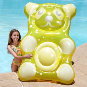 SLOOSH 60″ Inflatable Gummy Bear Pool Floats – Fun Floaties Swimming Pool Float Toys Party Decorations, Beach Vacation Essentials Lounge Water Raft Cute Birthday Party Decor