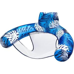 SLOOSH Inflatable Pool Floats Adult,Lounge Chair Adult with Plant Pattern,Floating Water Hammock,Blow up Pool Noodles Rafts for Relaxing Swimming Party Summer Water Beach Lake Fun(Blue)