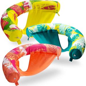 SLOOSH Inflatable Pool Noodle Chair, 3 Packs Pool Floats Noodle Sling Floatie, Swimming Party Floating Chair for Adult Party Summer Water Fun(Leaf)