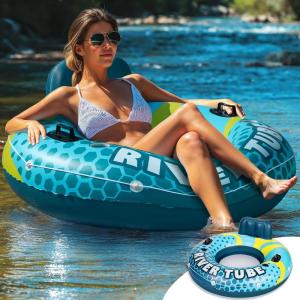 SLOOSH Inflatable River Tubes Float – Heavy Duty Pool Tube Floats for Adults Floating(Blue)