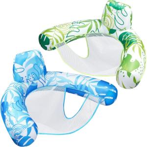SLOOSH Pool Floats Chairs Adult,2 Pack Floating Water Hammock Chair,Inflatable Lounge with headrest for Adults,Blow up Pool Noodles Floats for Swimming Party Summer Water Fun