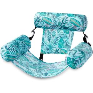 SLOOSH Pool Floats Chairs Adult,Inflatable Pool Lounge,Plant Pattern Floating Mat Hammock,Blow up Water Chairs Noodles rafts for Party Summer Water Beach Fun(Tropical leaves)