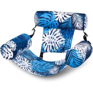 SLOOSH Pool Floats Chairs Adult,Inflatable Pool Lounge,Plant Pattern Floating Mat Hammock,Blow up Water Chairs Noodles rafts for Party Summer Water Beach Fun(Blue leaves)