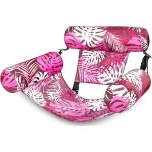 SLOOSH Pool Floats Chairs Adult,Inflatable Pool Lounge,Plant Pattern Floating Mat Hammock,Blow up Water Chairs Noodles rafts for Party Summer Water Beach Fun(Pink leaves)