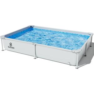 SLOOSH Rectangular Above Ground Pool – 7.5ft x 5.2ft x 16.5inch Outdoor Frame Above Ground Swimming Pool Set Kiddie Pool for Kids Adults