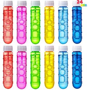 Sloosh 24 Pack 2oz Bubble Liquid Clear Bottle with Wand Set for Kids, Summer Bubble Fun Activity, Easter, and Assortment Party Favors(Whorl)
