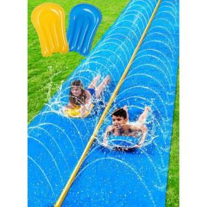 Sloosh Huge Water Slide, 30ft x 6ft Heavy Duty Lawn Water Slip with Built-in Sprinkler Slide and 2 Slip Inflatable Boards for Kids Adults Party Summer Yard Lawn Outdoor Play Activities