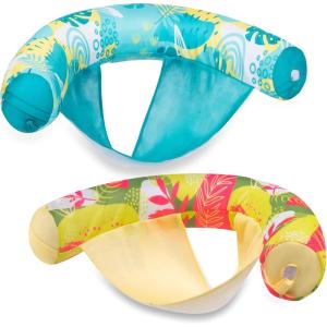 Sloosh Pool Floats Adult, 2 Pack Inflatable Noodle Chair with Sling Soft Fabric, Floating Pool Float Lounge for Summer Water Fun(Summer Leaves)