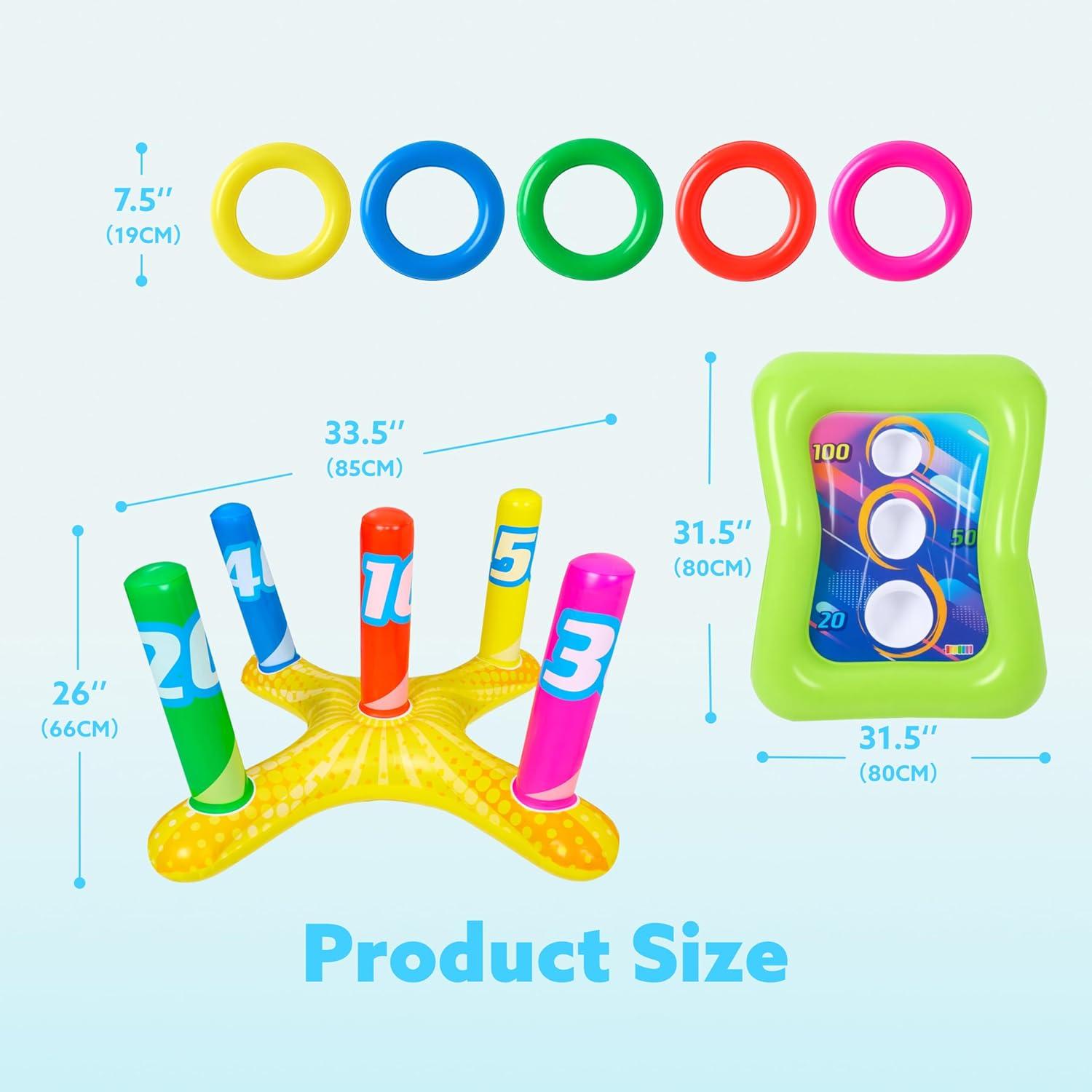 image2 Sets Inflatable Pool Toss Game Combo Set Includes Ring Toss amp CornToss Game Floating Swimming Pool Games for Kids Adults Party in Summer
