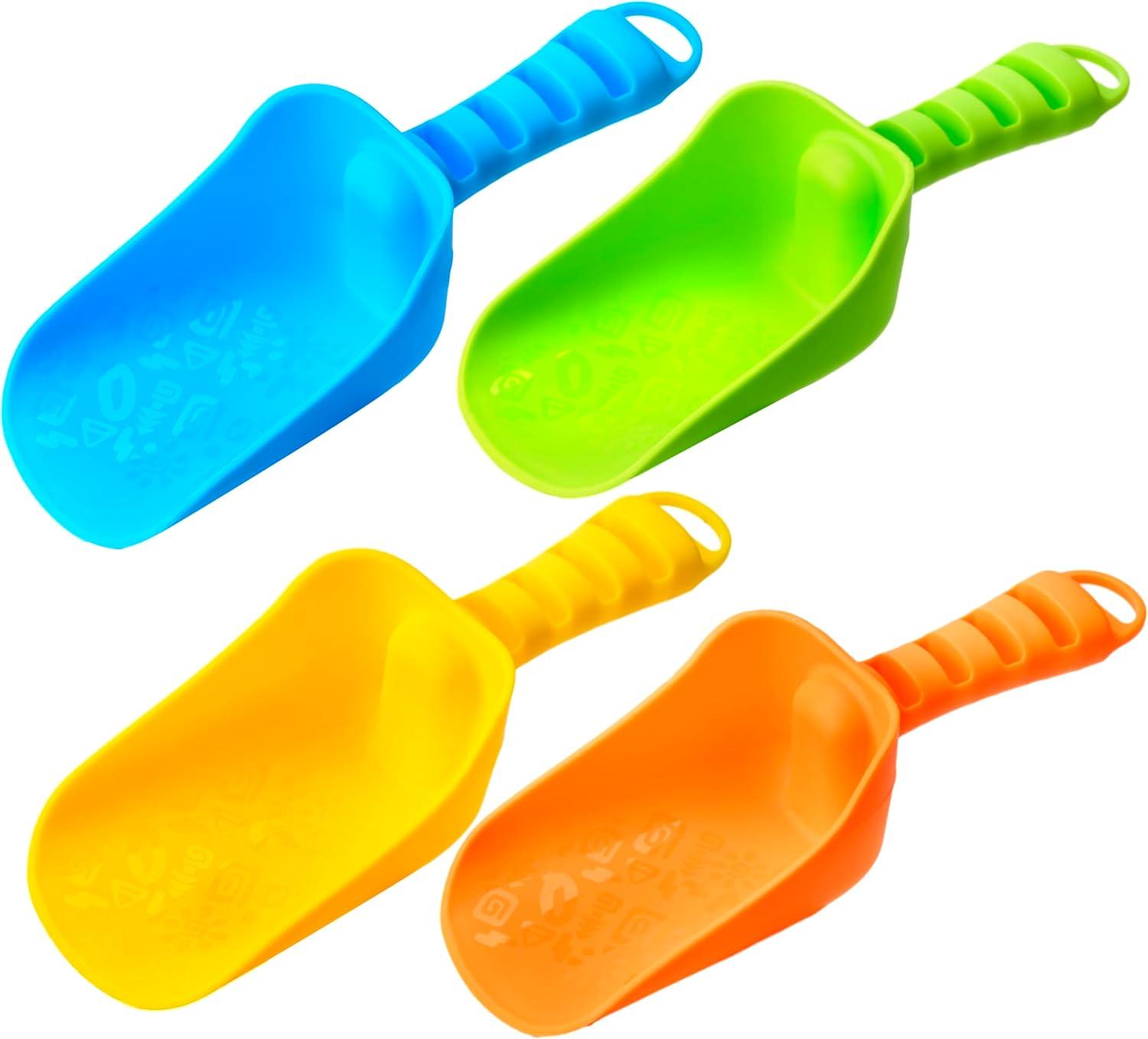 imageSloosh Beach Sand Shovels for Kids 4 Packs Shovels Colorful Scoops Travel Sand Toys for Toddlers Kids Outdoor Digging Play Heavy Duty Plastic Garden Planting Shovels Spades Sets Sandbox Toys