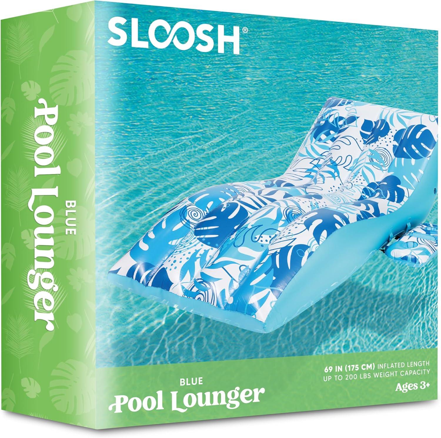 imageSloosh Inflatable Pool Floats Adult Extreme Comfort Pool Lounge Chair with Detachable Cup Holder Heavy Duty Lounger Floating Chair Floaties Raft Water Floaty Blow Up Recliner Lake Tanning Float