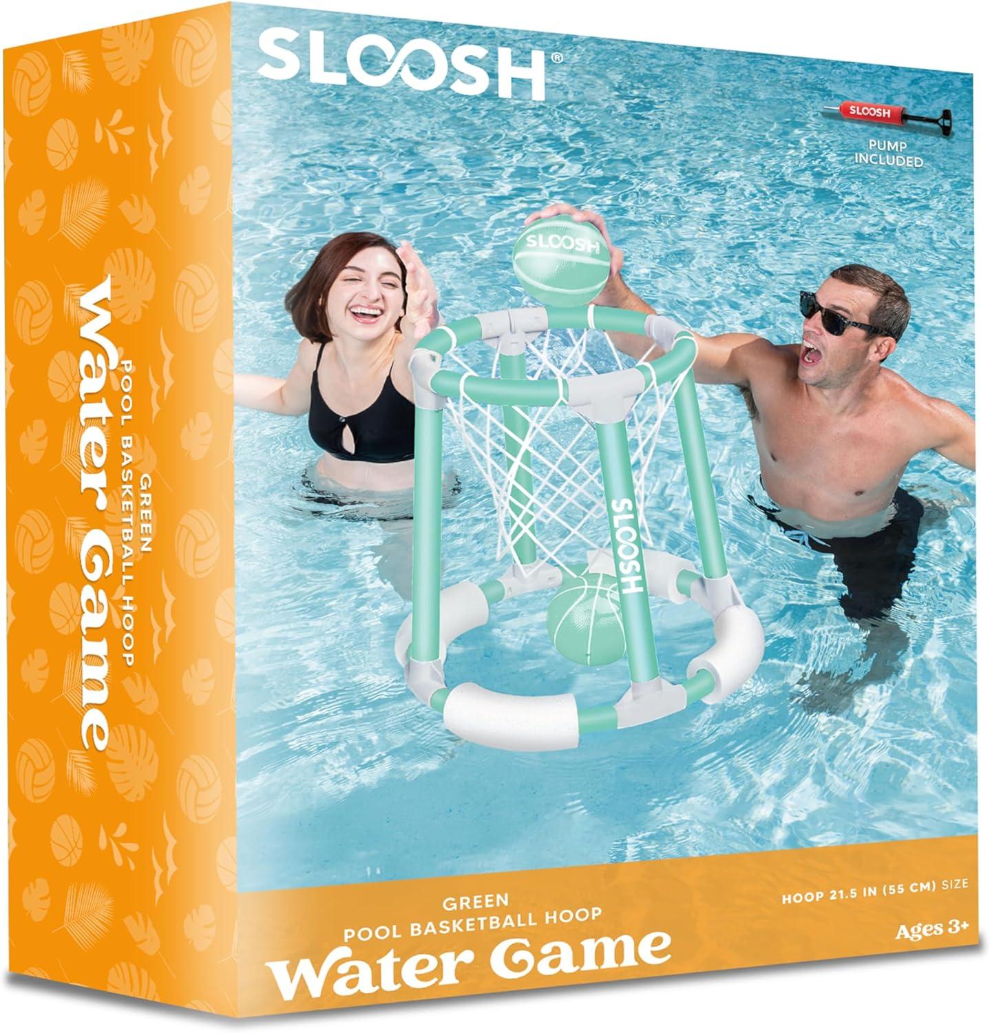 imageSloosh Pool Basketball Hoop Toys Floating Basketball Pool Game Swimming Floats Toys with Balls Pump Summer Outdoor Water Play Toy for Kids and Adults Red BlueGreen