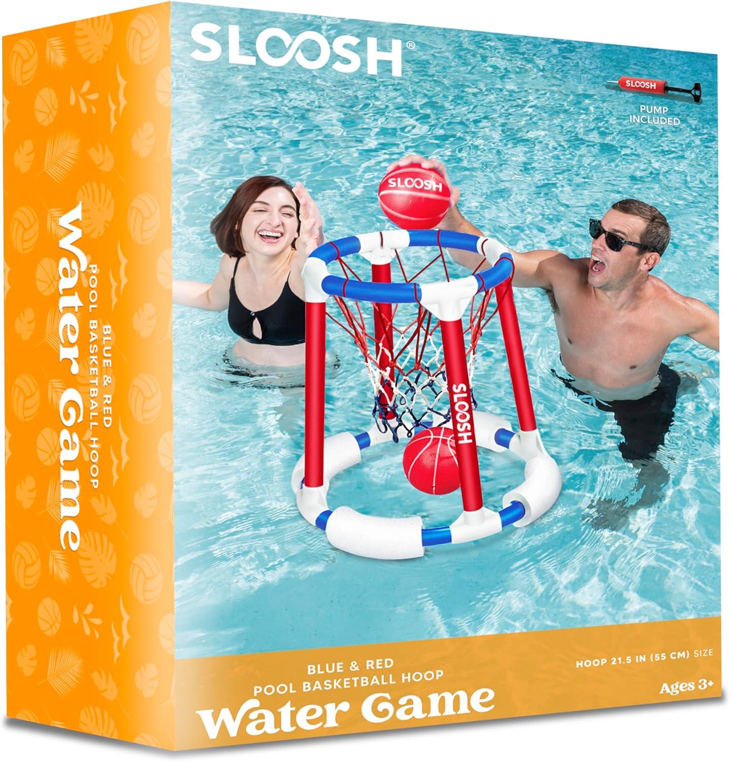 imageSloosh Pool Basketball Hoop Toys Floating Basketball Pool Game Swimming Floats Toys with Balls Pump Summer Outdoor Water Play Toy for Kids and Adults Red BlueRed Blue