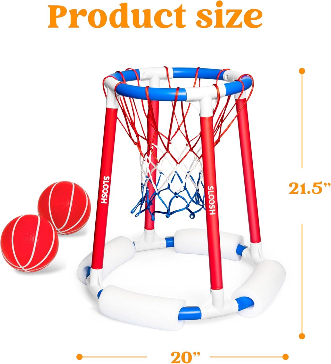 imageSloosh Pool Basketball Hoop Toys Floating Basketball Pool Game Swimming Floats Toys with Balls Pump Summer Outdoor Water Play Toy for Kids and Adults Red BlueRed Blue