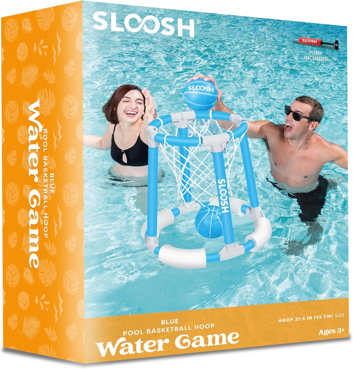 imageSloosh Pool Basketball Hoop Toys Floating Basketball Pool Game Swimming Floats Toys with Balls Pump Summer Outdoor Water Play Toy for Kids and Adults Red BlueBlue