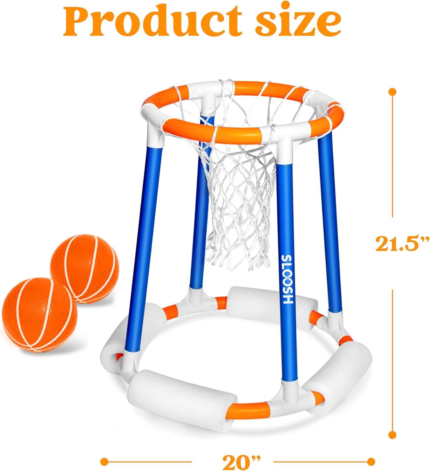 imageSloosh Pool Basketball Hoop Toys Floating Basketball Pool Game Swimming Floats Toys with Balls Pump Summer Outdoor Water Play Toy for Kids and Adults Red BlueBlue Orange