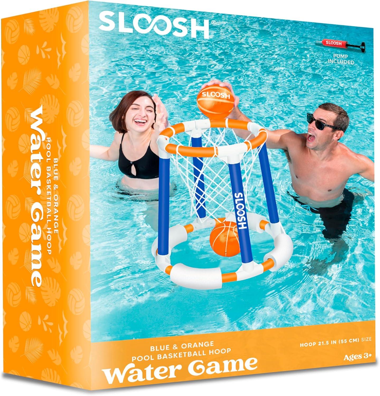 imageSloosh Pool Basketball Hoop Toys Floating Basketball Pool Game Swimming Floats Toys with Balls Pump Summer Outdoor Water Play Toy for Kids and Adults Red BlueBlue Orange