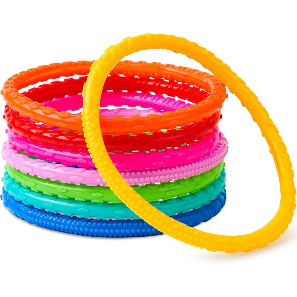 imageJOYIN Dive Circles Pool Toys 8 Pcs Colorful Pool Rings for Kids Underwater Training Swimming Diving Toy for Kids Gifts Summer Swim Water Fun Games