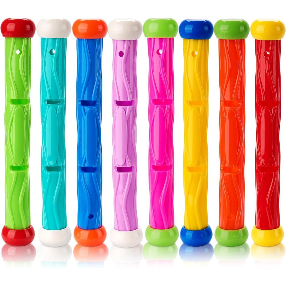 imageJOYIN Diving Sticks Pool Toys 8 Pcs Underwater Training Pool Dive Stick for Kids Colorful Swimming Toy Sinking Throwing Sticks for Kids Gifts Summer Swim Training Water Fun Pool GamesSticks