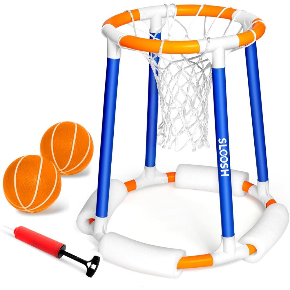 imageSloosh Pool Basketball Hoop Toys Floating Basketball Pool Game Swimming Floats Toys with Balls Pump Summer Outdoor Water Play Toy for Kids and Adults Red BlueBlue Orange