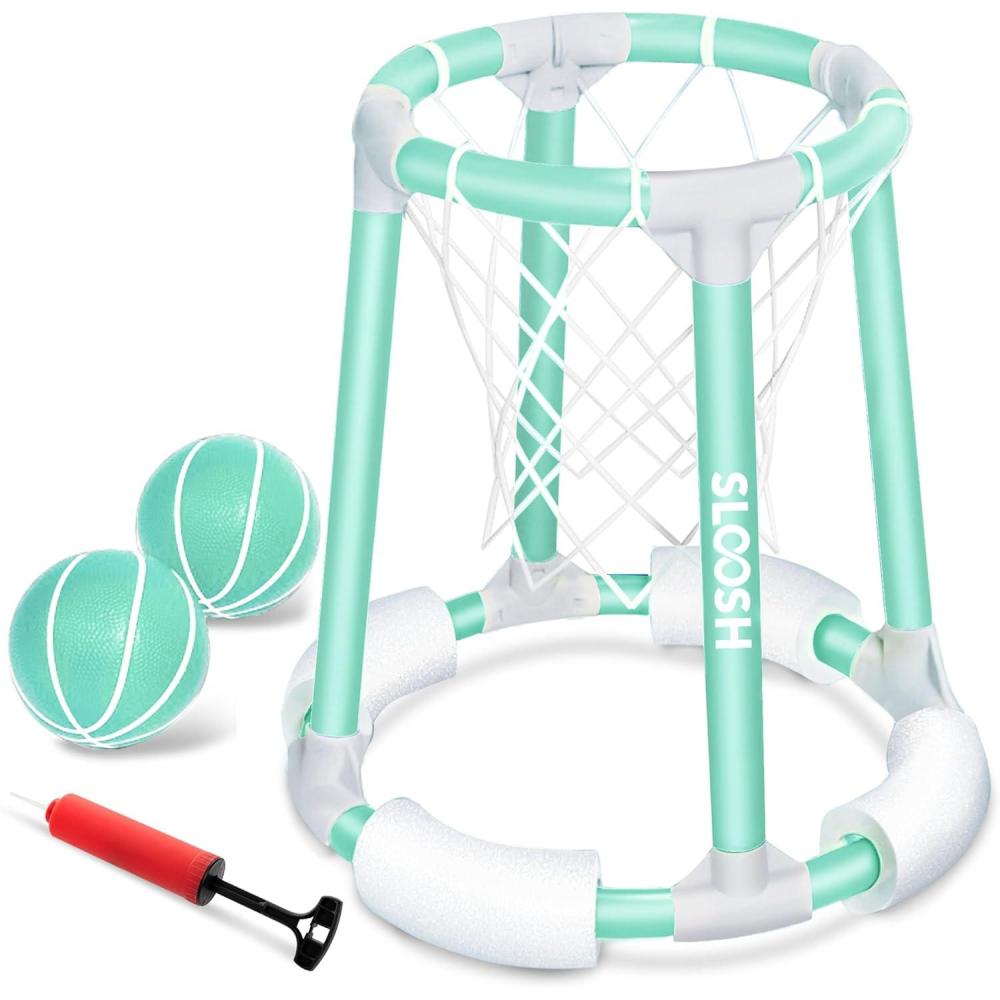 imageSloosh Pool Basketball Hoop Toys Floating Basketball Pool Game Swimming Floats Toys with Balls Pump Summer Outdoor Water Play Toy for Kids and Adults Red BlueGreen