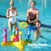 2 Sets Inflatable Pool Toss Game Combo Set Includes Ring Toss & Corn-Toss Game Floating Swimming Pool Games for Kids Adults Party in Summer