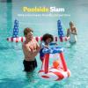 Inflatable Pool Floats Set American Flag Volleyball Net & Basketball Hoops, Swimming Pool Game Toy for Kids and Adults, Floating, Volleyball Court (105”x35”)|Basketball (27”x23”), Red White