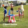 Inflatable Pool Floats Set American Flag Volleyball Net & Basketball Hoops, Swimming Pool Game Toy for Kids and Adults, Floating, Volleyball Court (105”x35”)|Basketball (27”x23”), Red White