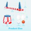 Inflatable Pool Floats Set American Flag Volleyball Net & Basketball Hoops, Swimming Pool Game Toy for Kids and Adults, Floating, Volleyball Court (105”x35”)|Basketball (27”x23”), Red White