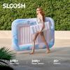 SLOOSH Inflatable Tanning Pool Lounger Float, 70″ x 46″ Pool Floats Adult with Pillow, 4 in 1 Suntan Tub Raft Floatie,Sunbathing Bed Lounge for Water Blow Up Ball Pit Party Gifts(Blue Marble)