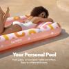 SLOOSH Inflatable Tanning Pool Lounger Float, 70″ x 46″ Pool Floats Adult with Pillow, 4 in 1 Suntan Tub Raft Floatie,Sunbathing Bed Lounge for Water Blow Up Ball Pit Party Gifts(Pink Doodle)