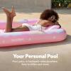 SLOOSH Inflatable Tanning Pool Lounger Float, 70″ x 46″ Pool Floats Adult with Pillow, 4 in 1 Suntan Tub Raft Floatie,Sunbathing Bed Lounge for Water Blow Up Ball Pit Party Gifts(Pink Tie-dye)