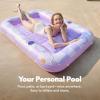 SLOOSH Inflatable Tanning Pool Lounger Float, 70″ x 46″ Pool Floats Adult with Pillow, 4 in 1 Suntan Tub Raft Floatie,Sunbathing Bed Lounge for Water Blow Up Ball Pit Party Gifts(Purple Chase Flower)