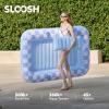 SLOOSH Inflatable Tanning Pool Lounger Float, 70″ x 46″ Pool Floats Adult with Pillow, 4 in 1 Suntan Tub Raft Floatie,Sunbathing Bed Lounge for Water Blow Up Ball Pit Party Gifts(Blue Checker)