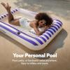 SLOOSH Inflatable Tanning Pool Lounger Float, 70″ x 46″ Pool Floats Adult with Pillow, 4 in 1 Suntan Tub Raft Floatie,Sunbathing Bed Lounge for Water Blow Up Ball Pit Party Gifts(Navyblue Stripe)