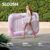 SLOOSH Inflatable Tanning Pool Lounger Float, 70″ x 46″ Pool Floats Adult with Pillow, 4 in 1 Suntan Tub Raft Floatie,Sunbathing Bed Lounge for Water Blow Up Ball Pit Party Gifts(Pink Marble)