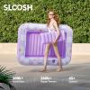 SLOOSH Inflatable Tanning Pool Lounger Float, 70″ x 46″ Pool Floats Adult with Pillow, 4 in 1 Suntan Tub Raft Floatie,Sunbathing Bed Lounge for Water Blow Up Ball Pit Party Gifts(Purple Chase Flower)