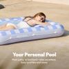 SLOOSH Inflatable Tanning Pool Lounger Float, 70″ x 46″ Pool Floats Adult with Pillow, 4 in 1 Suntan Tub Raft Floatie,Sunbathing Bed Lounge for Water Blow Up Ball Pit Party Gifts(Blue Checker)