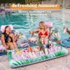Sloosh 2-Pack Inflatable Serving Bars Cooler – Leaf Pattern Inflatable Cooler Ice Buffet Salad Serving Trays with Drain Plug, Food Drink Cooler for Indoor Outdoor Summer Picnic Pool Beach Luau Party