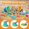Sloosh Beach Sand Toys Set – Dump Truck Car Toy with Sand Molds for Toddlers Outdoor Play, Collapsible Foldable Buckets Mesh Bag Shovels Castle Animal Mold Sets, Kids Ages Sandbox Toys (Animals)(Animals)