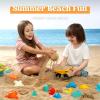Sloosh Beach Sand Toys Set – Dump Truck Car Toy with Sand Molds for Toddlers Outdoor Play, Collapsible Foldable Buckets Mesh Bag Shovels Castle Animal Mold Sets, Kids Ages Sandbox Toys (Animals)(Animals)