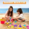 Sloosh Beach Sand Toys Set – Dump Truck Car Toy with Sand Molds for Toddlers Outdoor Play, Collapsible Foldable Buckets Mesh Bag Shovels Castle Animal Mold Sets, Kids Ages Sandbox Toys (Animals)(Foods)