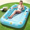 SLOOSH Inflatable Tanning Pool Lounger Float, 70″ x 46″ Pool Floats Adult with Pillow, 4 in 1 Suntan Tub Raft Floatie,Sunbathing Bed Lounge for Water Blow Up Ball Pit Party Gifts(Blue Daisy)