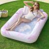 SLOOSH Inflatable Tanning Pool Lounger Float, 70″ x 46″ Pool Floats Adult with Pillow, 4 in 1 Suntan Tub Raft Floatie,Sunbathing Bed Lounge for Water Blow Up Ball Pit Party Gifts(Pink Marble)